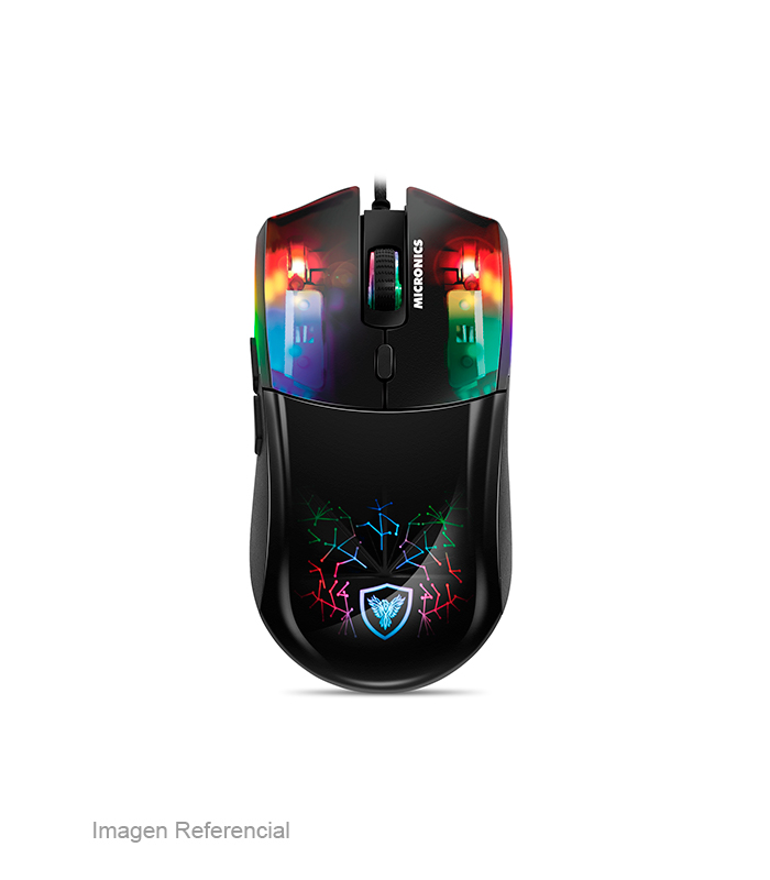 MIC GM808 MOUSE MICRONICS NEON GAMER MIC GM808 / USB / BLACK - Imagen 1