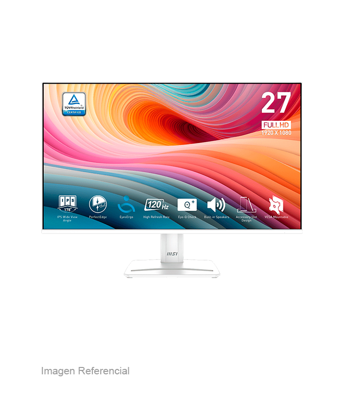 9S6-3PD3CM-014 MONITOR MSI PRO MP275W E2 / FHD / 120HZ / IPS / 27" / DP / HDMI / VGA - Imagen 1