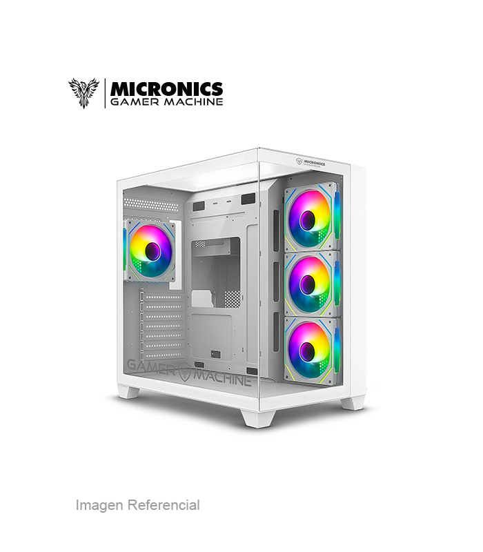 MIC GFC1003W CASE MICRONICS MEGATROM MIC GFC1003W / 4FAN ARGB / WHITE - Imagen 1